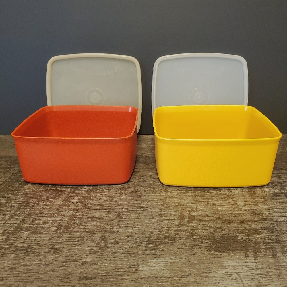 Vintage Tupperware Orange and Yellow Food Storage Containers #311